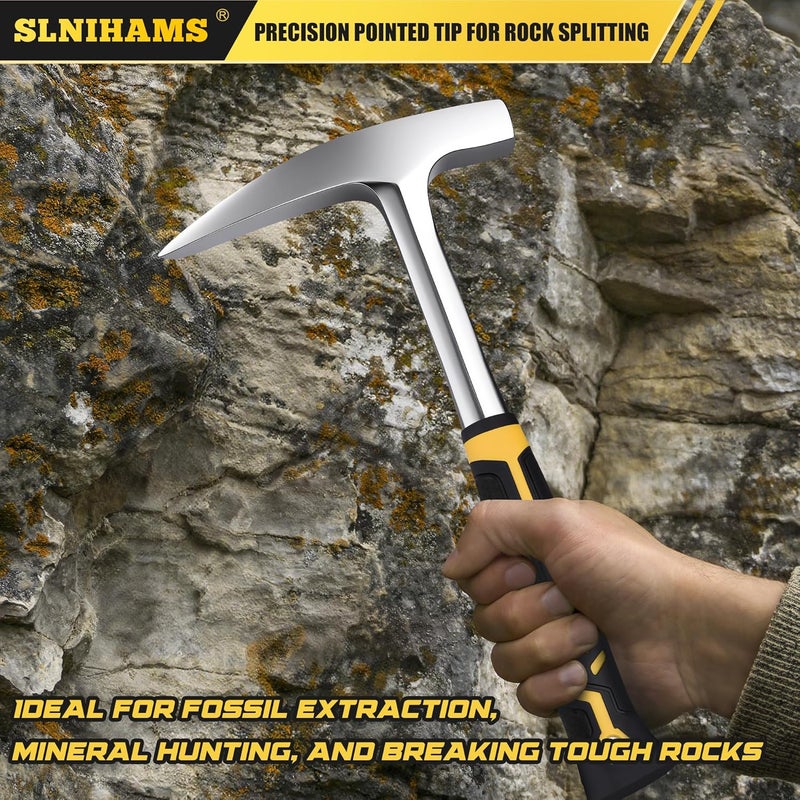 SLNIHAMS 22oz Rock Pick Hammer – One-Piece Forged Geology Hammer with Pointed Tip & Anti-Vibration Grip – Ideal for Rockhounding, Fossil Hunting, and Masonry Work - Image 5